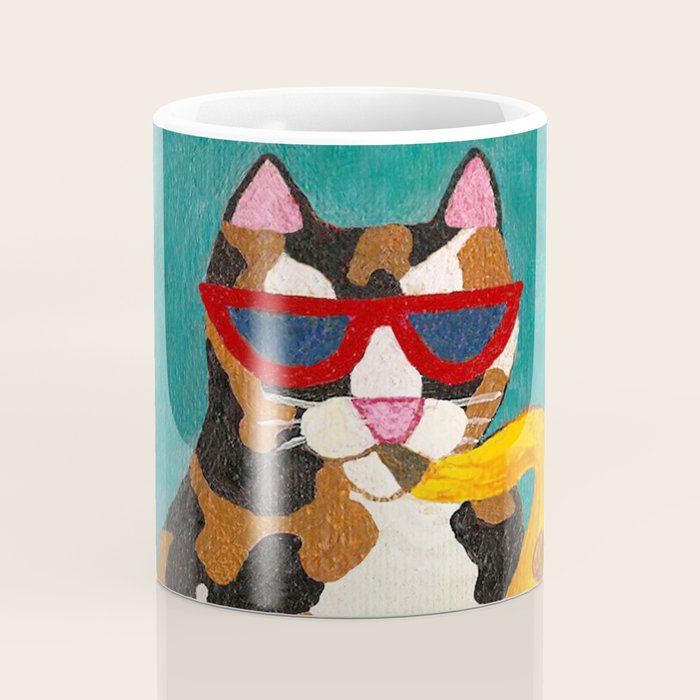 Calico Cat Saxophone Player Coffee Mug Gallery Image 4