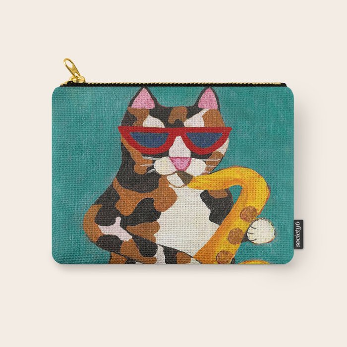 Calico Cat Saxophone Player Carry All Pouch Gallery Image 1