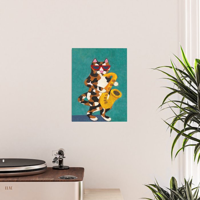 Calico Cat Saxophone Player Poster Gallery Image 2