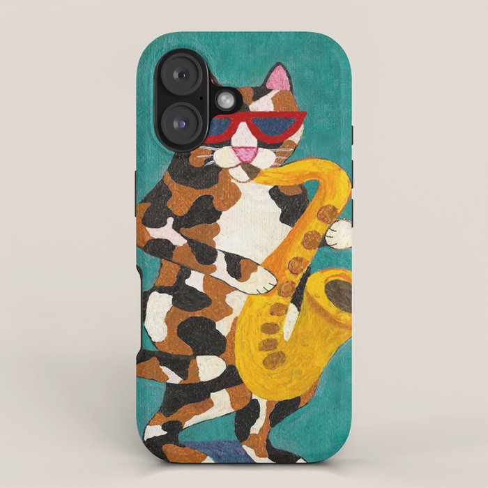 Calico Cat Saxophone Player iPhone Case Gallery Image 1