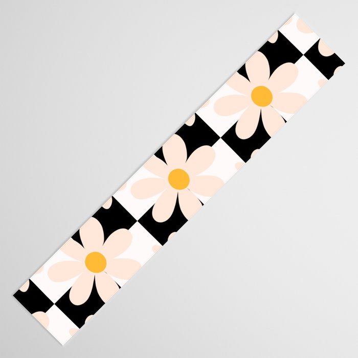 Black and White Checkered Daisy pattern  Table Runner Gallery Image 3