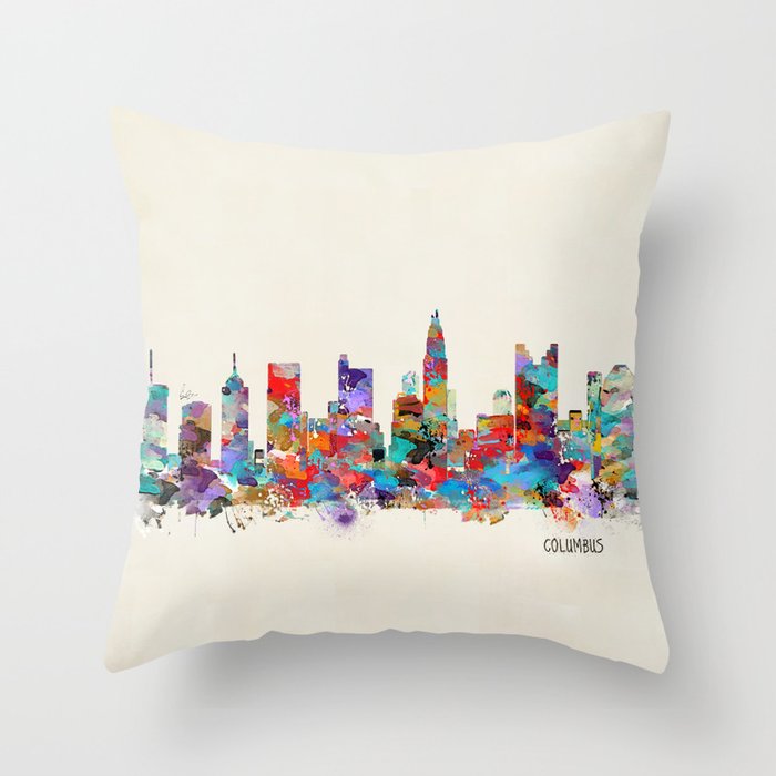 Columbus Ohio skyline Throw Pillow Gallery Image 1