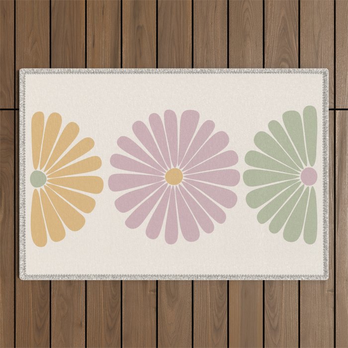 Retro Summer Daisies III Outdoor Rug Gallery Image 1