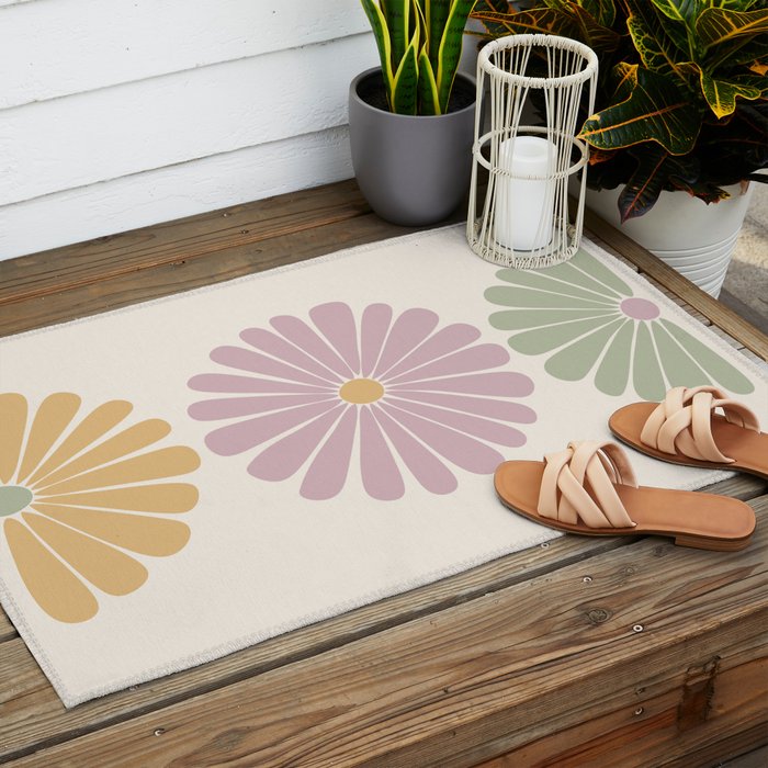 Retro Summer Daisies III Outdoor Rug Gallery Image 2