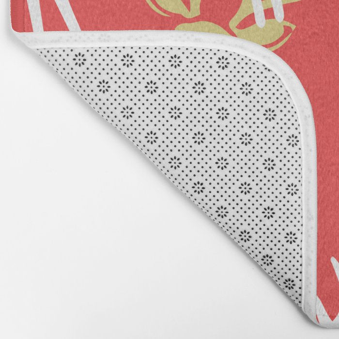 Red christmas reindeer animal pattern Bath Mat Gallery Image 2