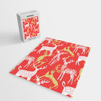 Red christmas reindeer animal pattern Jigsaw Puzzle Gallery Image 2
