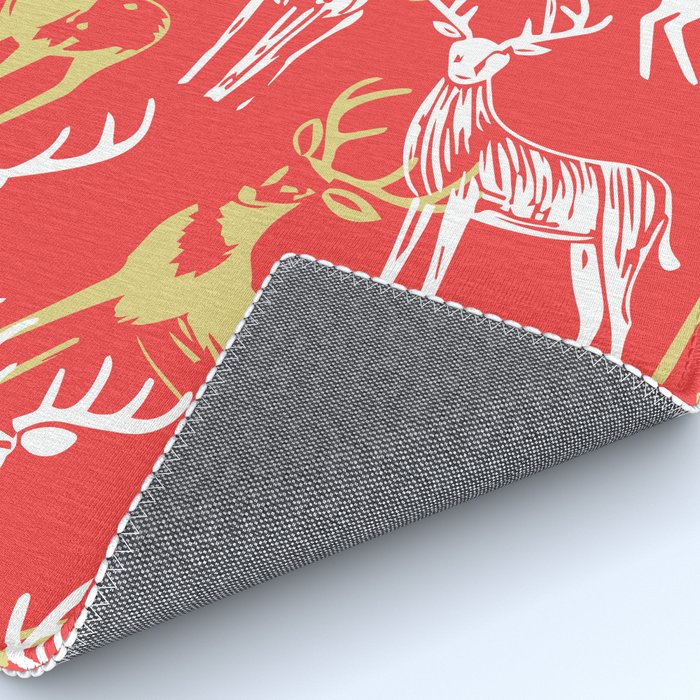Red christmas reindeer animal pattern Rug Gallery Image 4