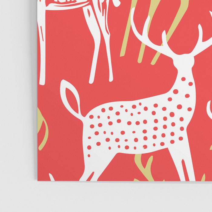 Red christmas reindeer animal pattern Poster Gallery Image 3