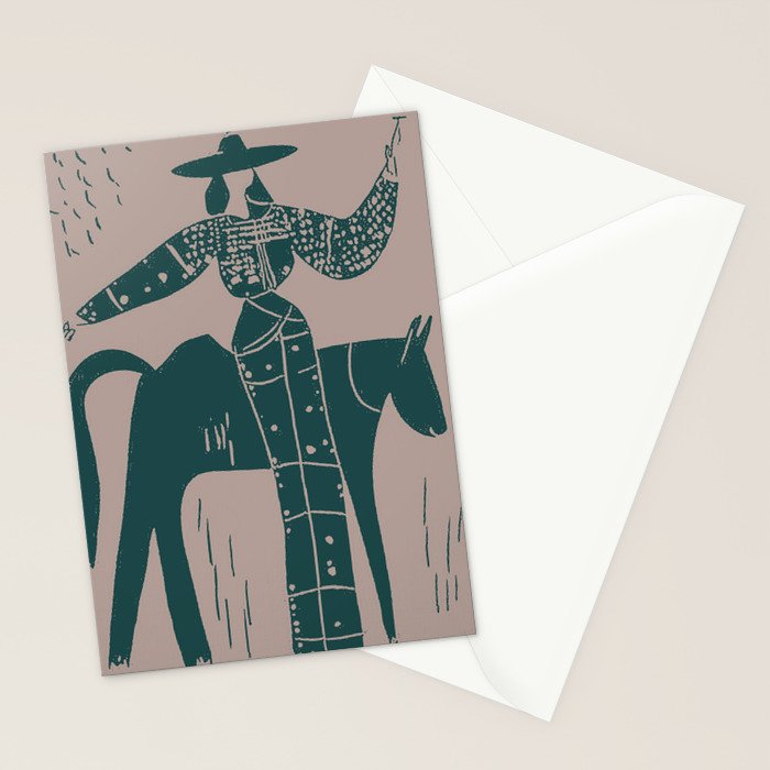 Showstopper Jade Denim - Modern Cowgirl Illustration Stationery Card Gallery Image 2