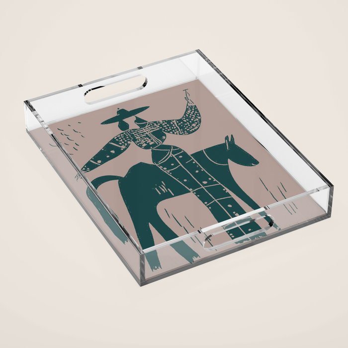 Showstopper Jade Denim - Modern Cowgirl Illustration Acrylic Tray Gallery Image 1