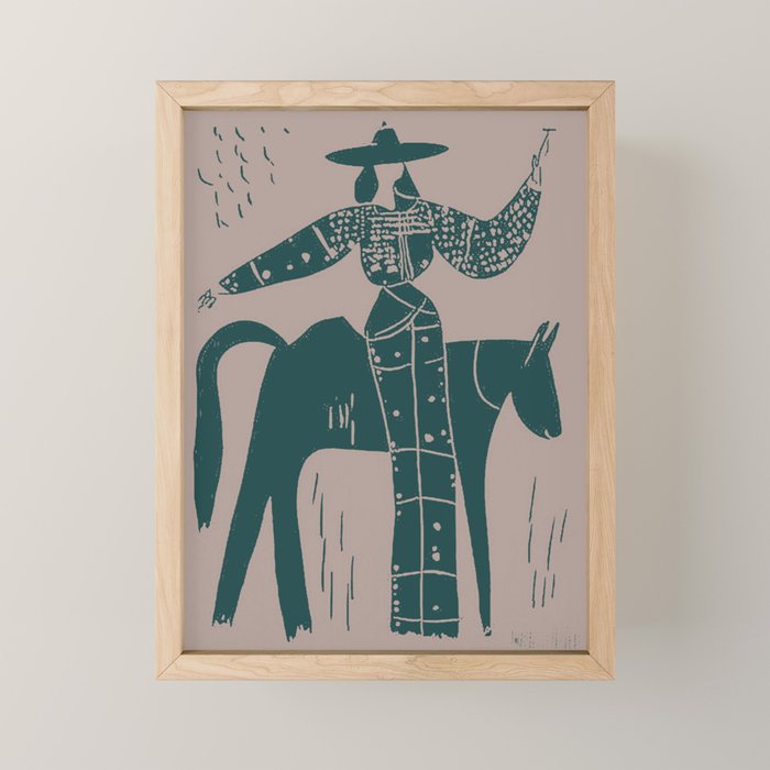 Showstopper Jade Denim - Modern Cowgirl Illustration Mini Art Print Gallery Image 1