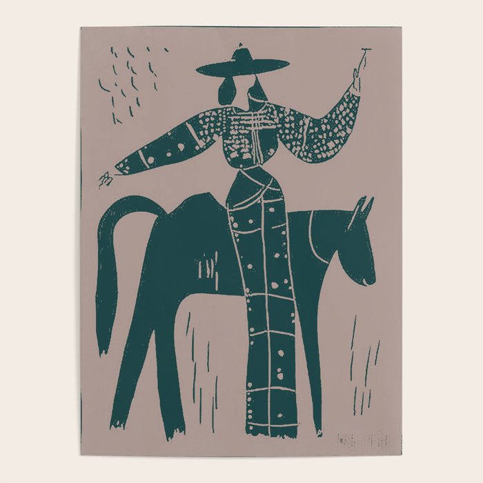 Showstopper Jade Denim - Modern Cowgirl Illustration Poster Gallery Image 4