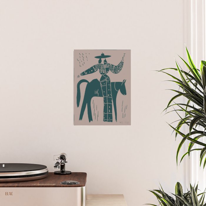 Showstopper Jade Denim - Modern Cowgirl Illustration Poster Gallery Image 2