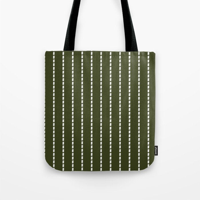 Dashed Lines (Olive Green) Tote Bag Gallery Image 1