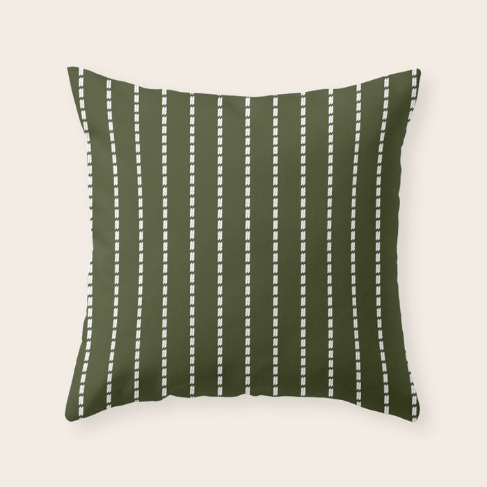 Dashed Lines (Olive Green) Throw Pillow Gallery Image 1
