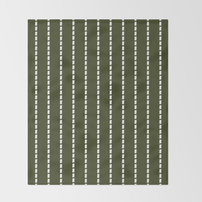 Dashed Lines (Olive Green) Throw Blanket Gallery Image 2