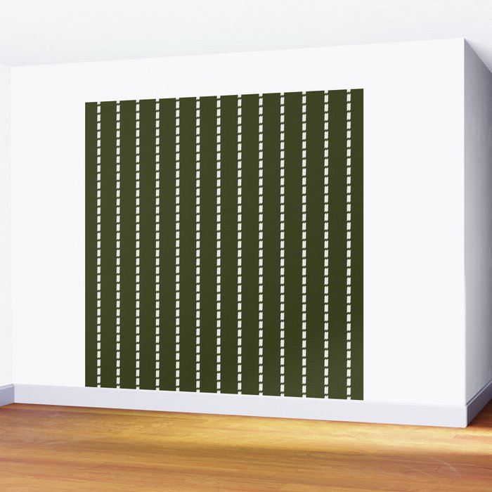 Dashed Lines (Olive Green) Wall Mural Gallery Image 2
