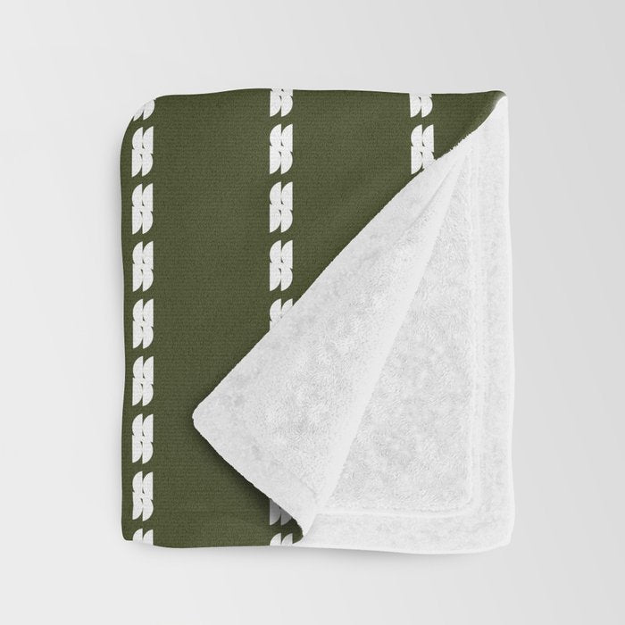 Dashed Lines (Olive Green) Throw Blanket Gallery Image 3