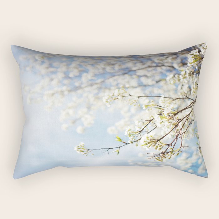 White Flowers Against the Sky Rectangular Pillow Gallery Image 2