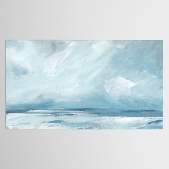 Muted Blue Ocean Seascape Painting Tablecloth Gallery Image 2