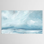 Muted Blue Ocean Seascape Painting Tablecloth Gallery Image 2