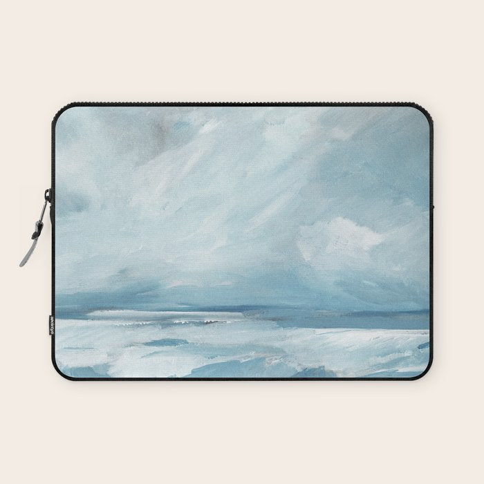 Muted Blue Ocean Seascape Painting Laptop Sleeve Gallery Image 1