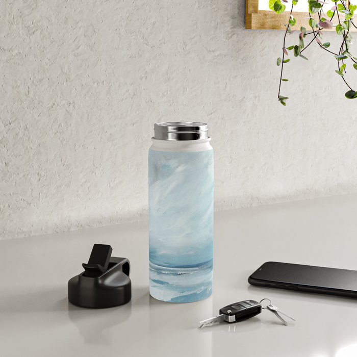 Muted Blue Ocean Seascape Painting Water Bottle Gallery Image 4