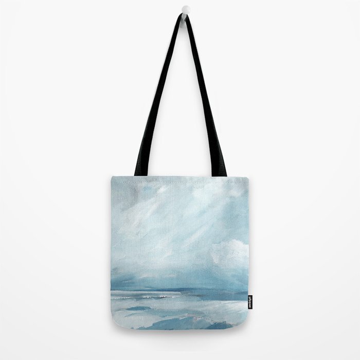Muted Blue Ocean Seascape Painting Tote Bag Gallery Image 2