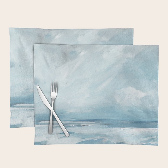 Muted Blue Ocean Seascape Painting Placemat Gallery Image 1