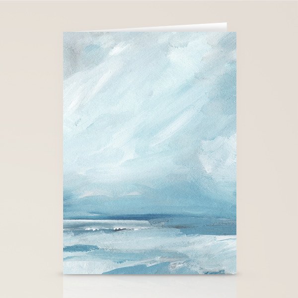 Muted Blue Ocean Seascape Painting Stationery Card Gallery Image 2