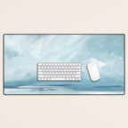 Muted Blue Ocean Seascape Painting Desk Mat Gallery Image 1