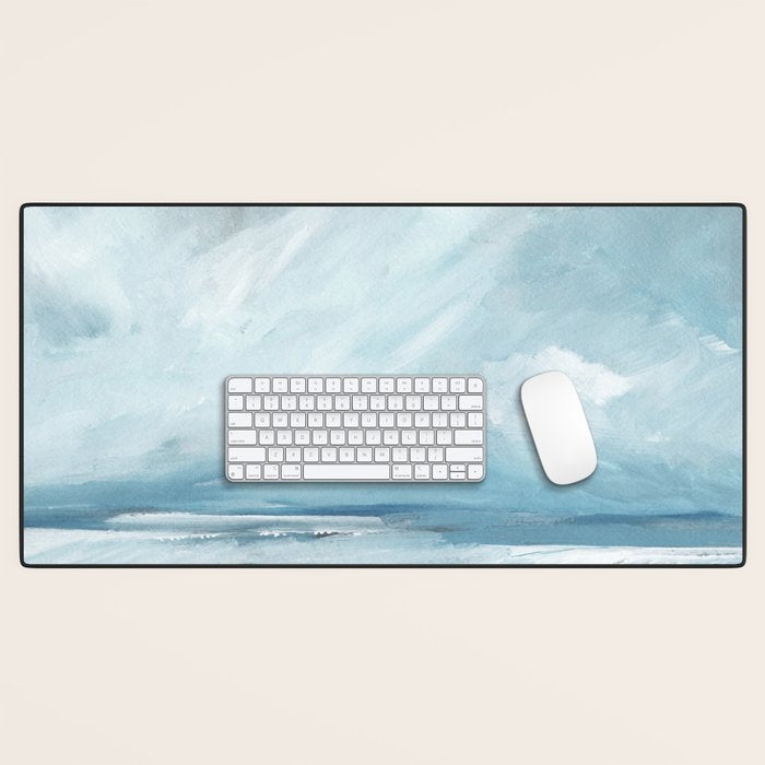 Muted Blue Ocean Seascape Painting Desk Mat Gallery Image 1