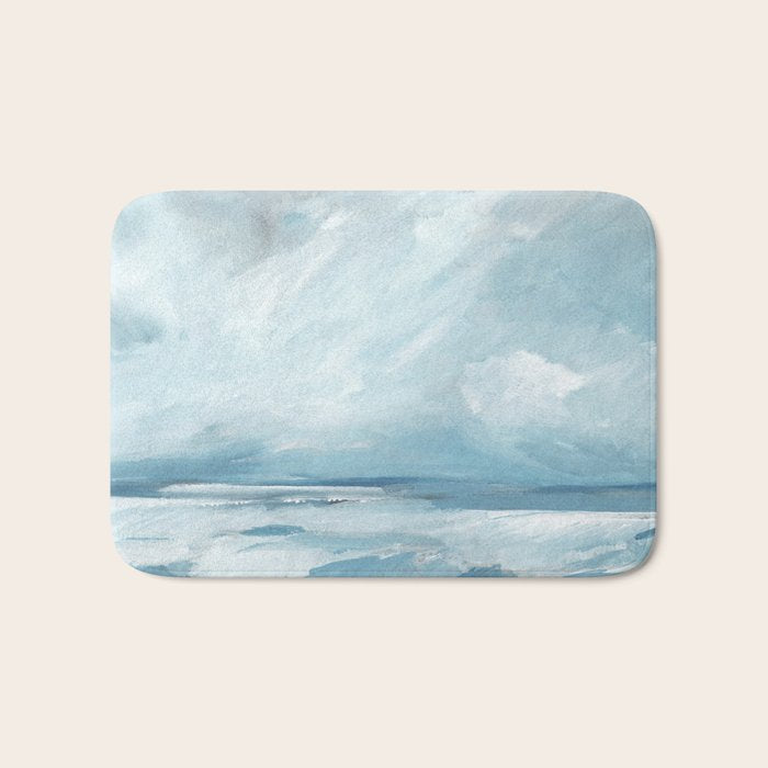 Muted Blue Ocean Seascape Painting Bath Mat Gallery Image 1