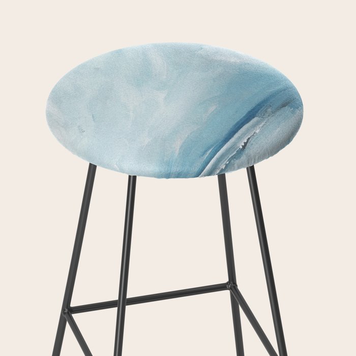 Muted Blue Ocean Seascape Painting Stool Gallery Image 2
