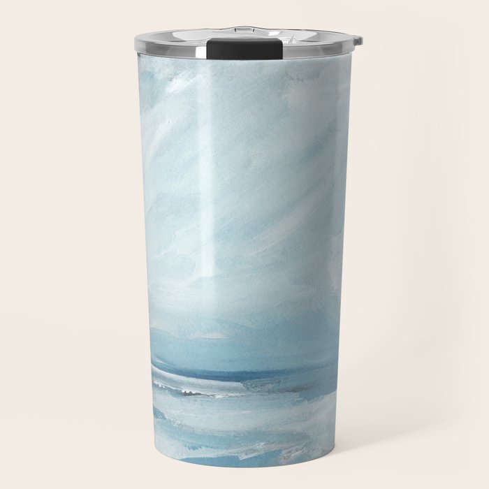 Muted Blue Ocean Seascape Painting Travel Mug Gallery Image 1