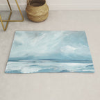 Muted Blue Ocean Seascape Painting Rug Gallery Image 1