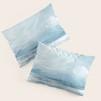Muted Blue Ocean Seascape Painting Pillow Sham Gallery Image 3