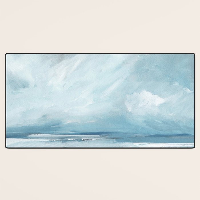 Muted Blue Ocean Seascape Painting Desk Mat Gallery Image 3