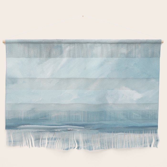 Muted Blue Ocean Seascape Painting Wall Hanging Gallery Image 1