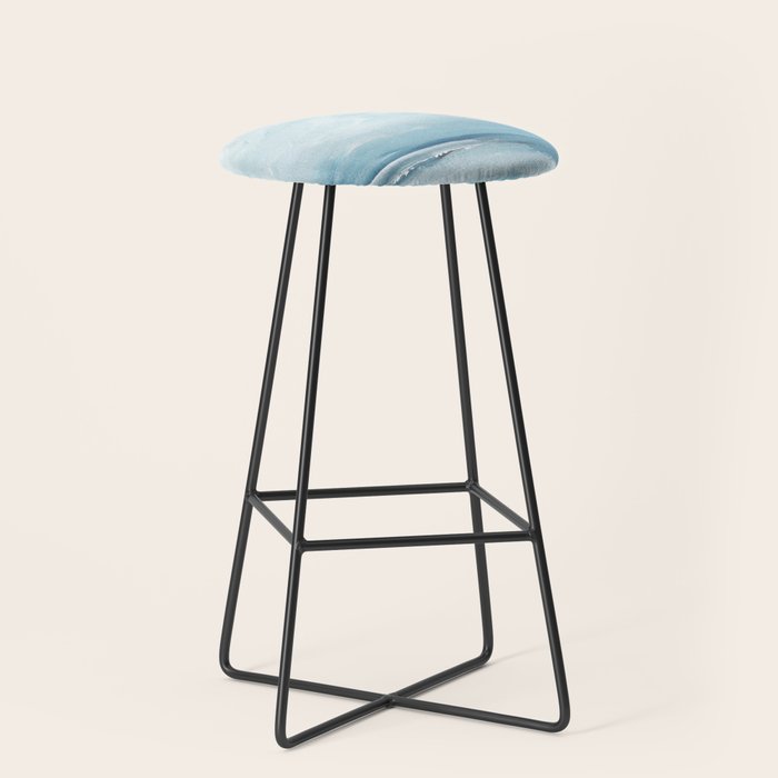 Muted Blue Ocean Seascape Painting Stool Gallery Image 1