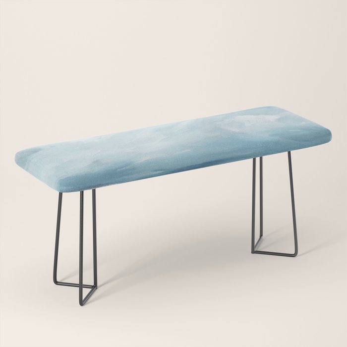 Muted Blue Ocean Seascape Painting Bench Gallery Image 1