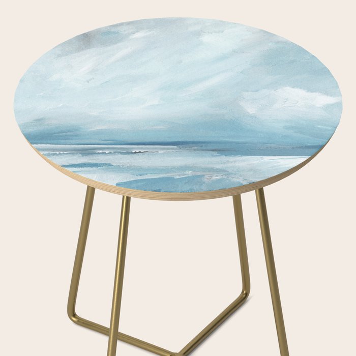 Muted Blue Ocean Seascape Painting Side Table Gallery Image 2