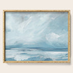 Muted Blue Ocean Seascape Painting Serving Tray Gallery Image 1