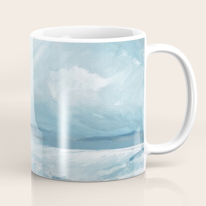 Muted Blue Ocean Seascape Painting Coffee Mug Gallery Image 1