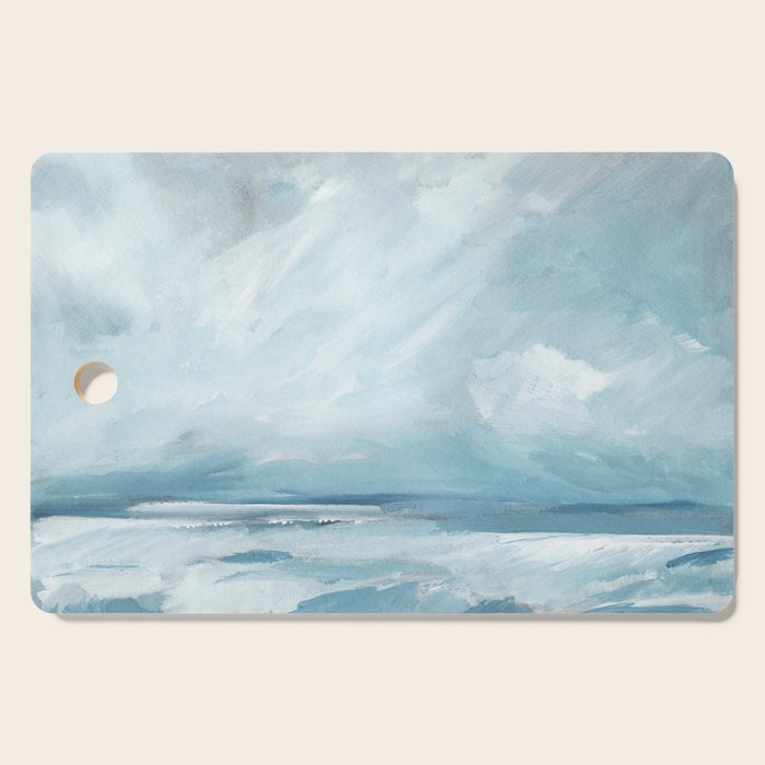 Muted Blue Ocean Seascape Painting Cutting Board Gallery Image 1