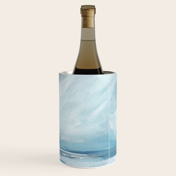 Muted Blue Ocean Seascape Painting Wine Chiller Gallery Image 1