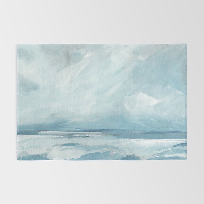 Muted Blue Ocean Seascape Painting Rug Gallery Image 2