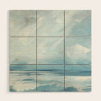 Muted Blue Ocean Seascape Painting Wood Wall Art Gallery Image 1