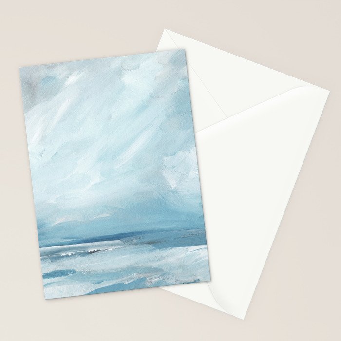 Muted Blue Ocean Seascape Painting Stationery Card Gallery Image 2
