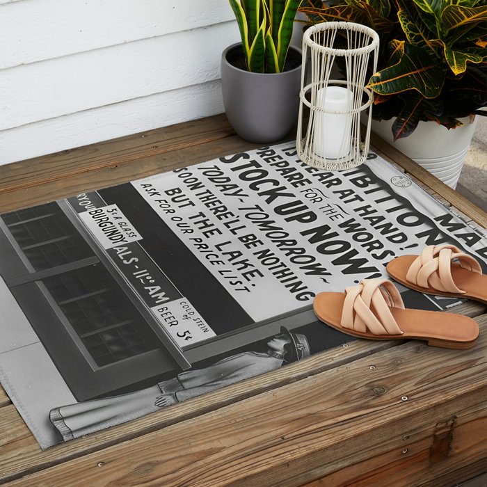 Prohibition restaurant advertising liquor and beer warning customers to stock up now on liquor and beer before prohibition goes into affect black and white illustration photograph - photography - photographs ad Outdoor Rug Gallery Image 2